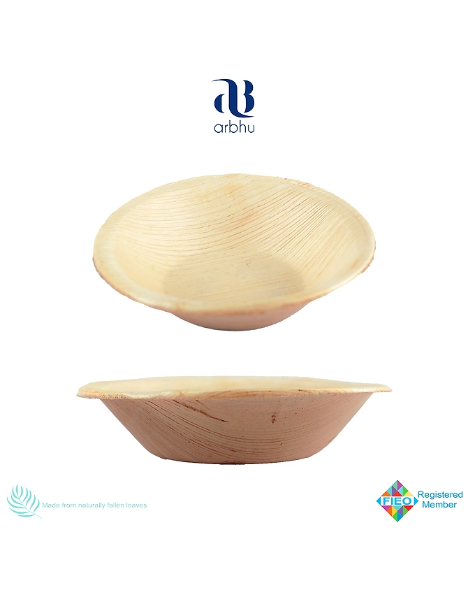 4.5&quot; Round Palm Leaf Bowl-1