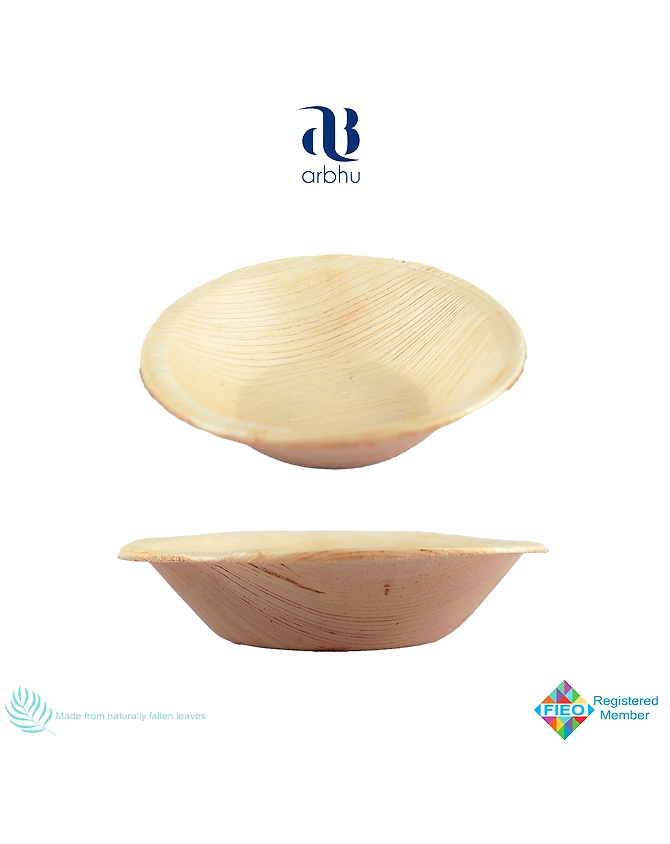 4&quot; Round Palm Leaf Bowl-1