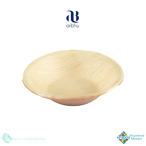 4" Round Palm Leaf Bowl