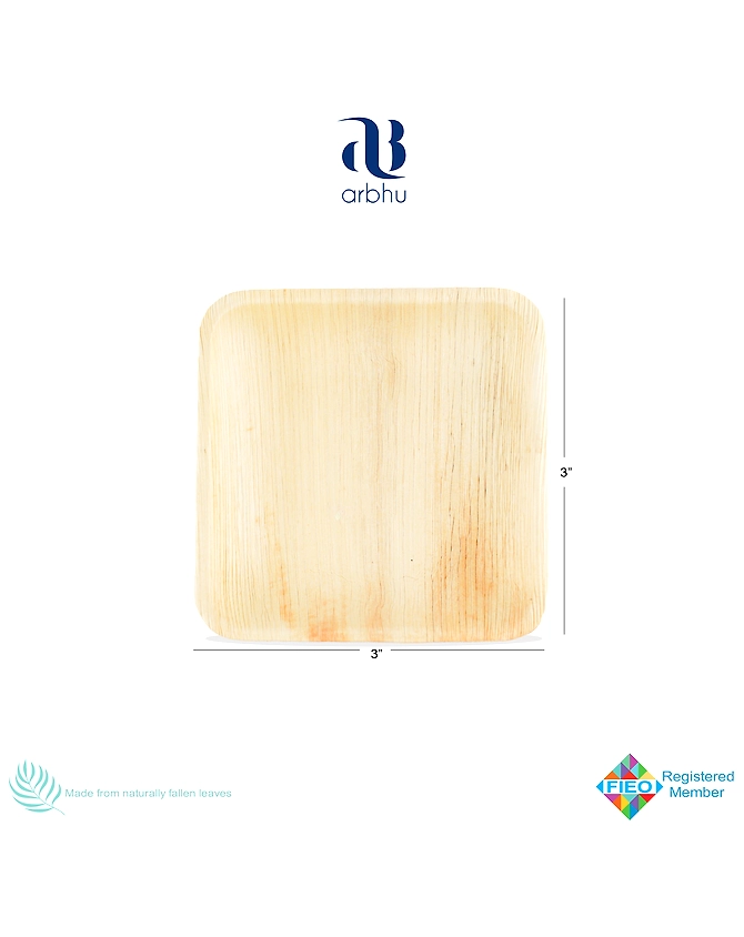 3&quot; Square Palm Leaf Plate-1