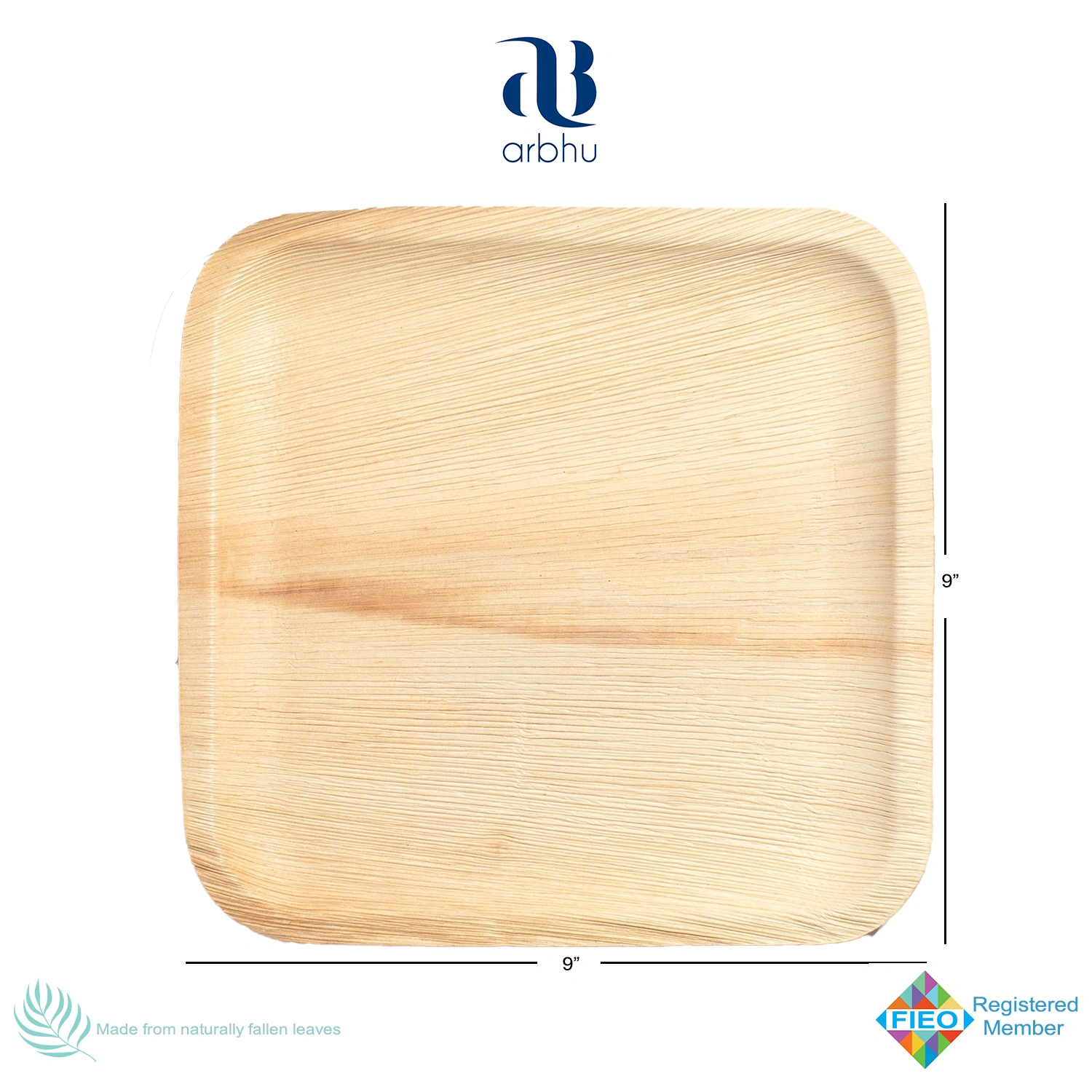 9&quot; Square Palm Leaf Plate-1