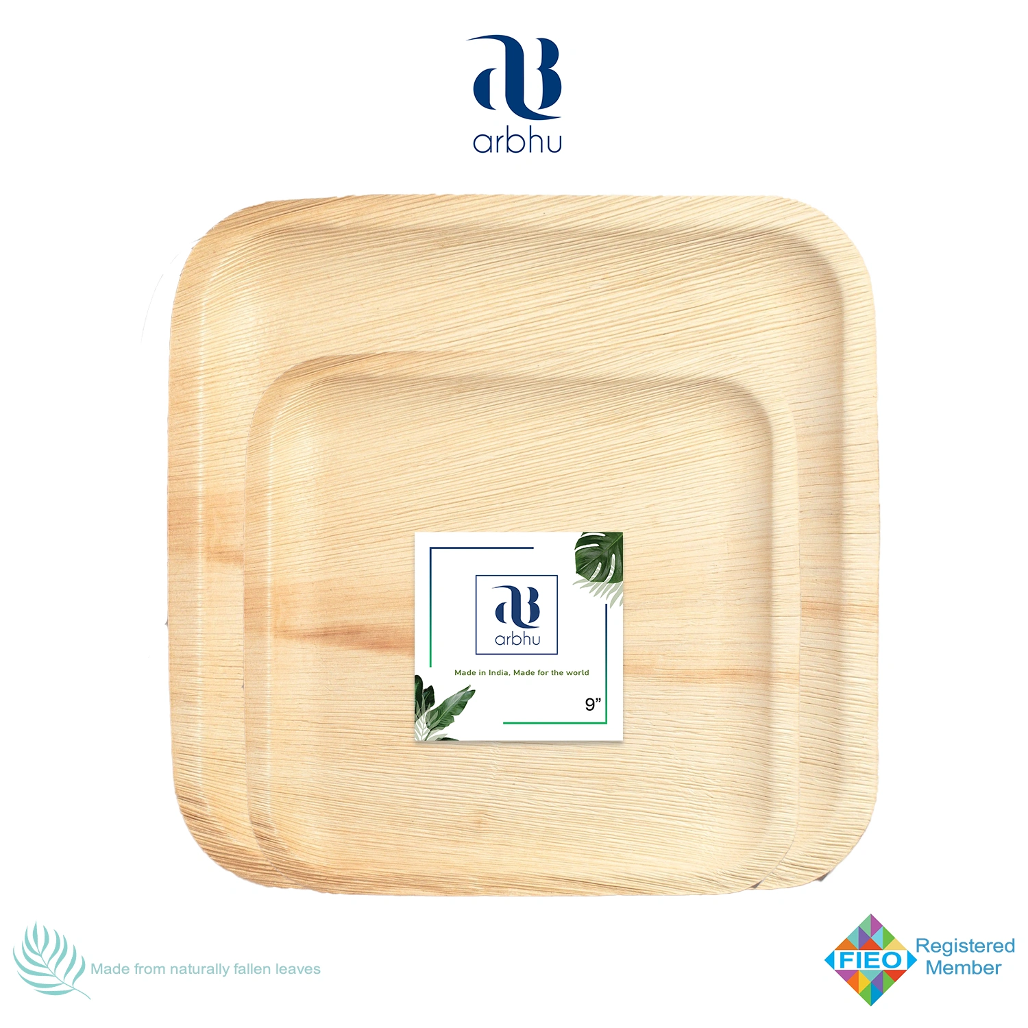 9&quot; Square Palm Leaf Plate-1002