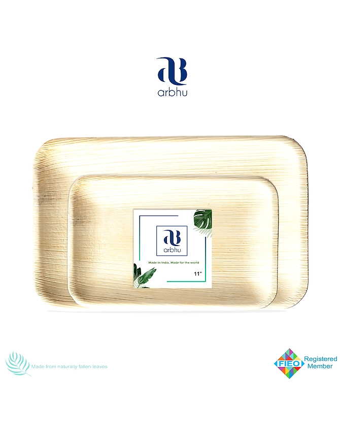 11&quot; Rectangle Palm Leaf Plate-1025