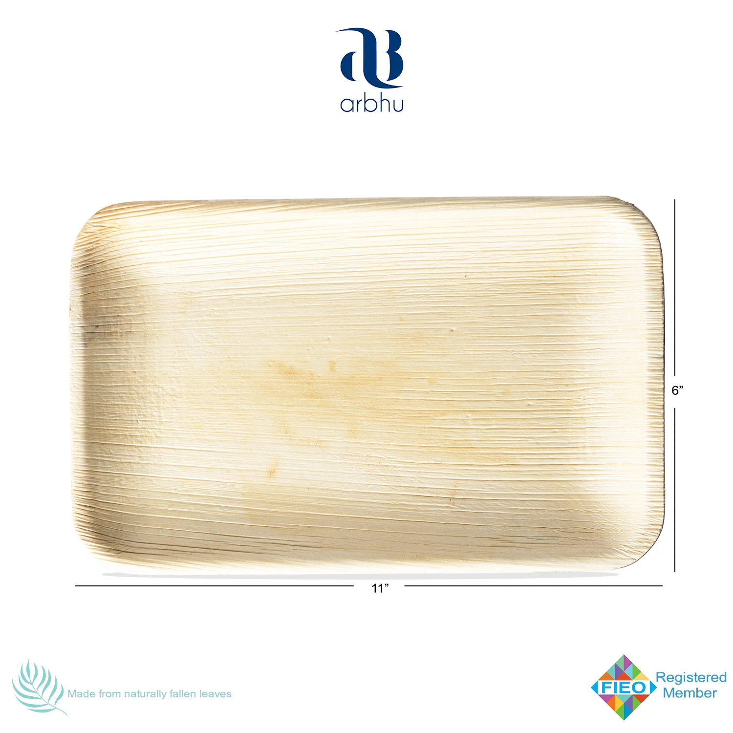 11&quot; Rectangle Palm Leaf Plate-1