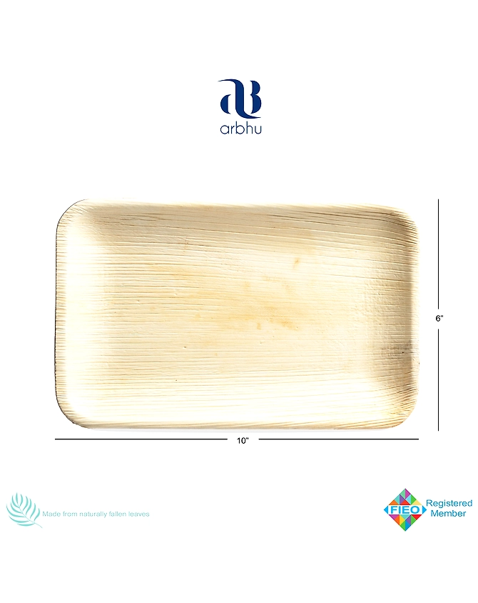 10&quot; Rectangle Palm Leaf Plate-1