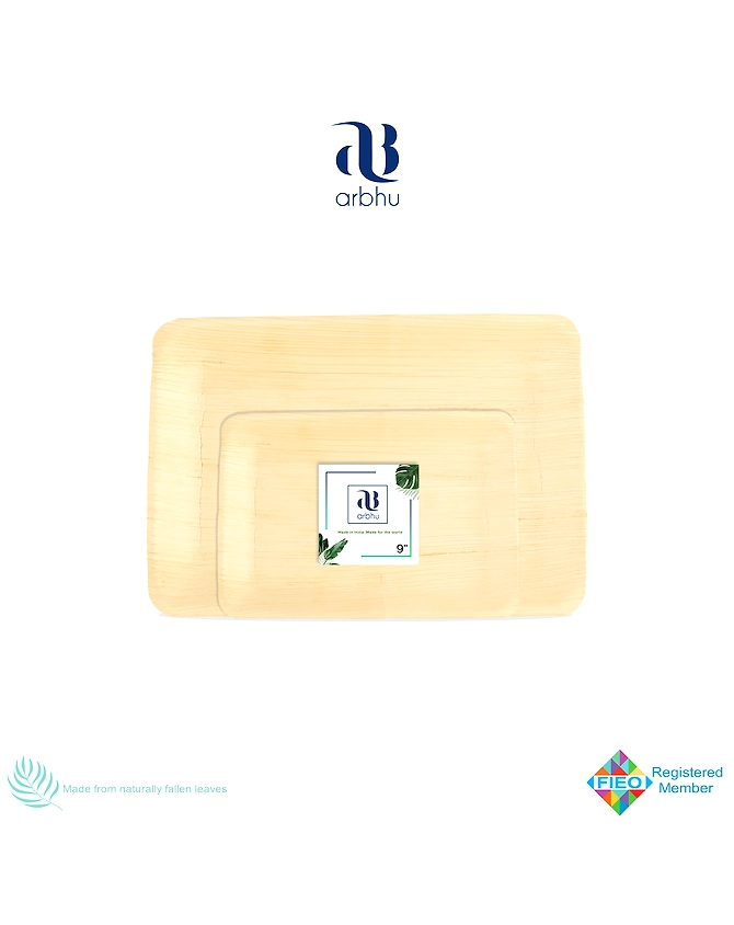 9&quot; Rectangle Palm Leaf Plate-1027