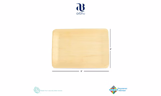 9" Rectangle Palm Leaf Plate
