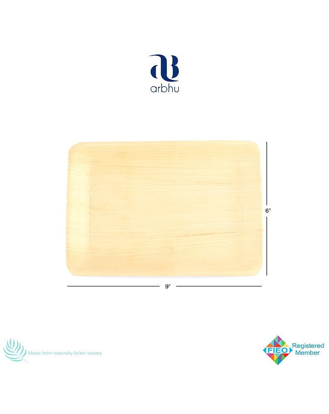 9&quot; Rectangle Palm Leaf Plate-1