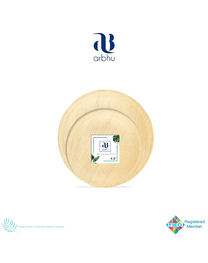 4.5&quot; Round Palm Leaf Plate-1020