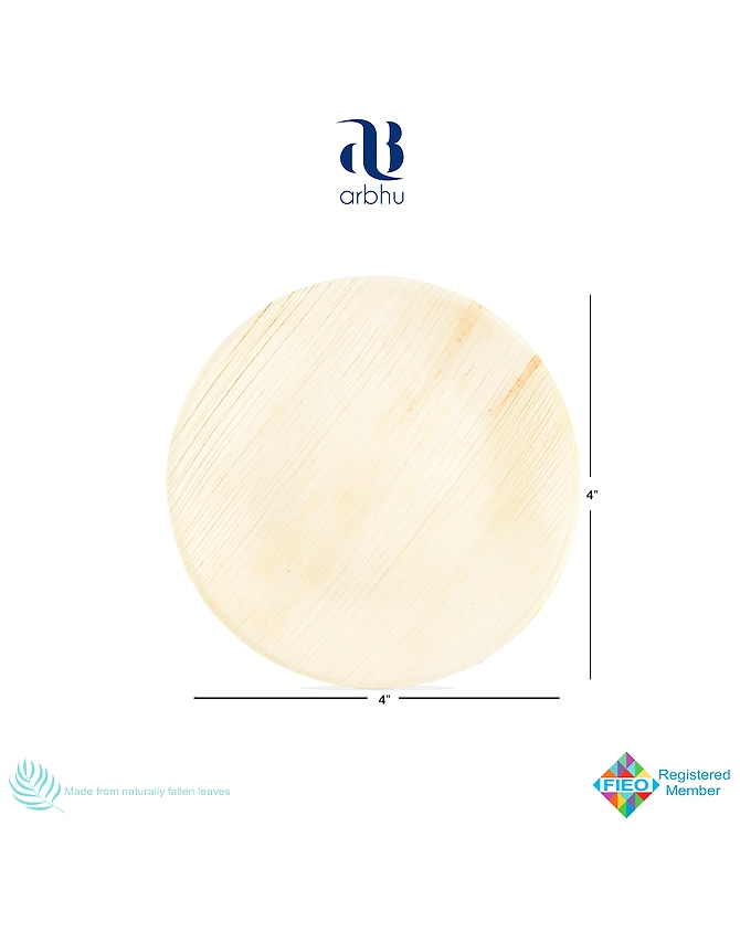 4&quot; Round Palm Leaf Plate-1