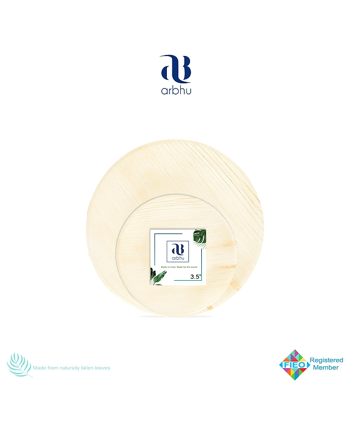 3.5&quot; Round Palm Leaf Plate-1022