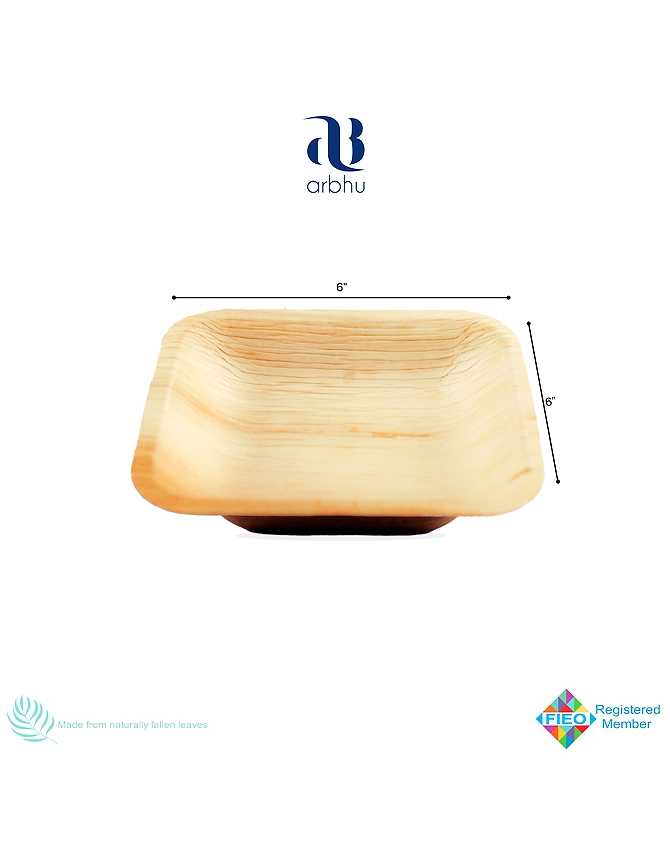 6&quot; Square Palm Leaf Bowl-2