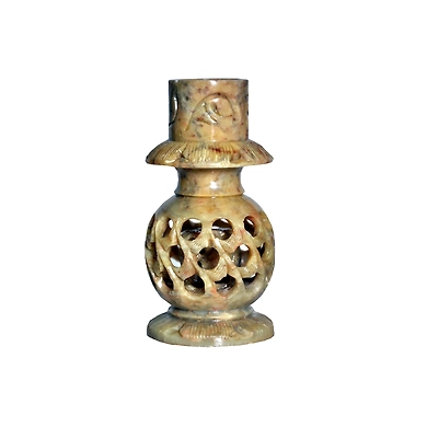 &quot;Matka&quot; Stone Carved Candle Stand-Matka_Candle_Stand