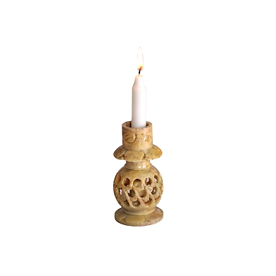 &quot;Matka&quot; Stone Carved Candle Stand-1