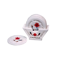"Kasha" Stone Inlay 6 Piece Coaster Set