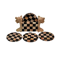 &quot;Bahurupa&quot; Checkered Stone 6 Piece Coaster Set