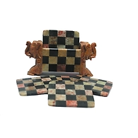 "Chaturagga" Checkered Stone 6 Piece Coaster Set