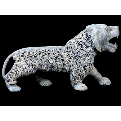&quot;Guhaashaya&quot; Stone Carved Pair of Art Sculptures-2