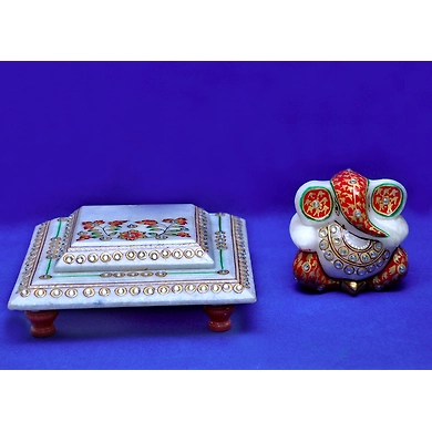 &quot;Muktidaya&quot; Marble Ganesha Idol Set-1