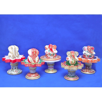 &quot;Ud-danda&quot; Marble Ganesha Idol Set-2