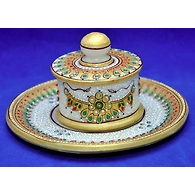 "Mandana" Marble Hand Painted Kundan Platter