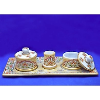 "Unnati" Marble Hand Painted Kundan Platter