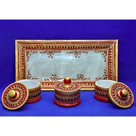 &quot;Kashayita&quot; Marble Hand Painted Kundan Platter