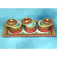 "Kashayita" Marble Hand Painted Kundan Platter