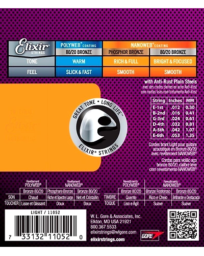 Elixir Acoustic Phosphor Bronze Standard Gauge Acoustic Guitar Strings with NANOWEB Coating-Extra Light (10 14 23 30 39 47)-2