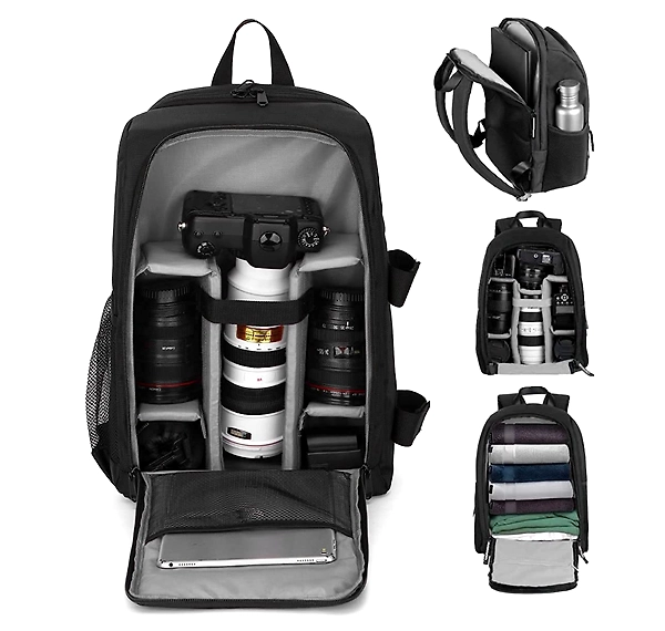 Camera bag with outlet 15 inch laptop