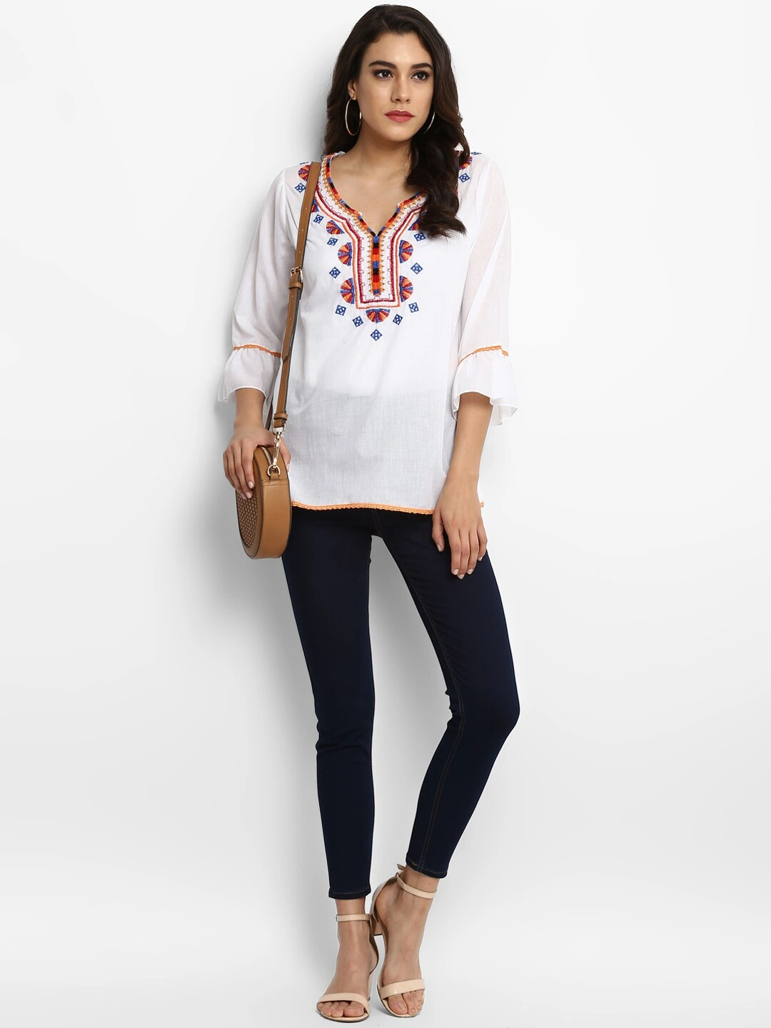 Bhama Couture Women White Top with Embroidery-M-4