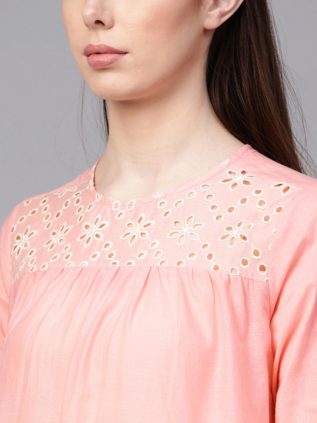 Bhama Couture Women Pink Embroidered Detail Top-L-3