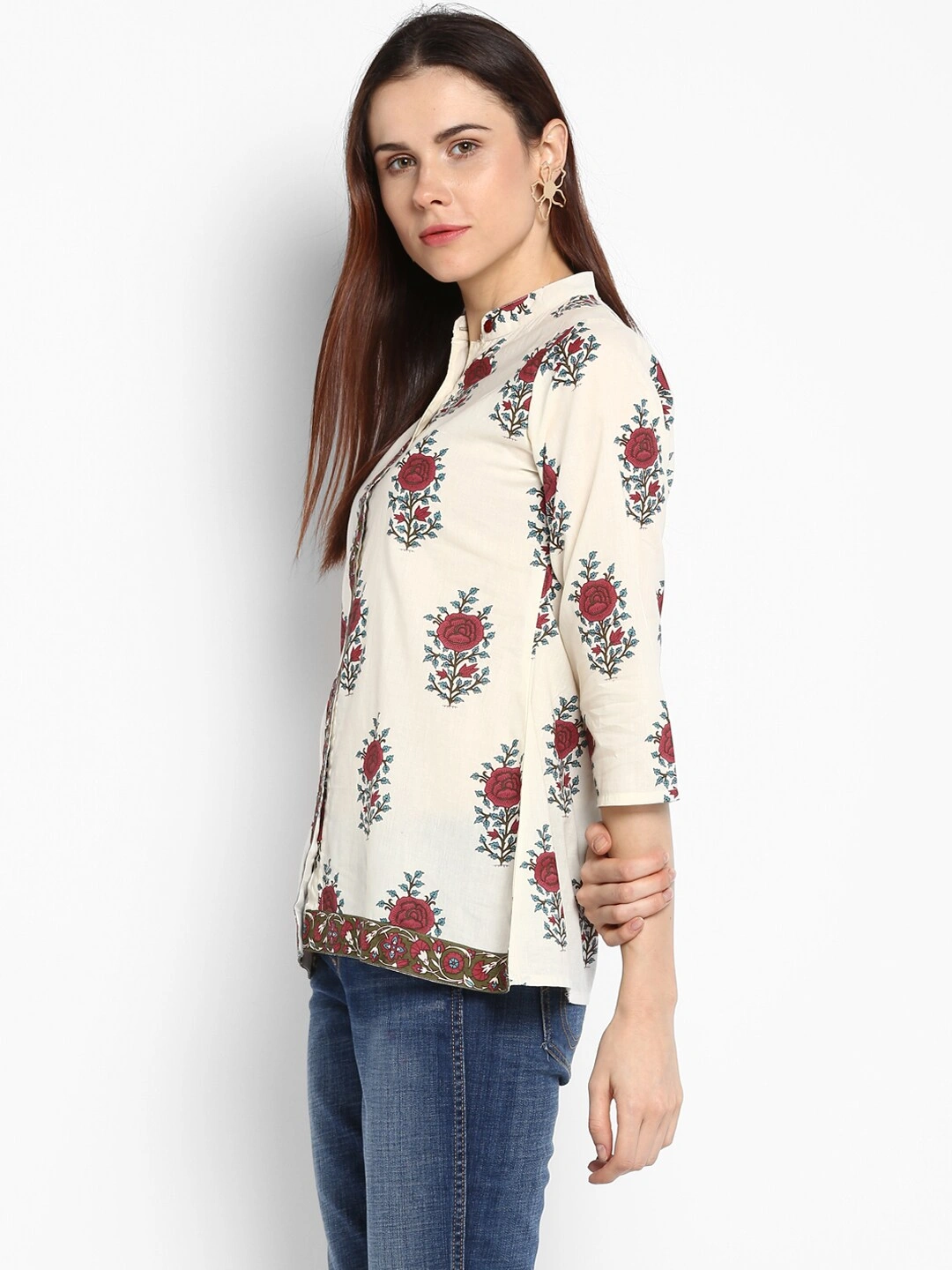 Bhama Couture Women Off-White Printed Top-L-1