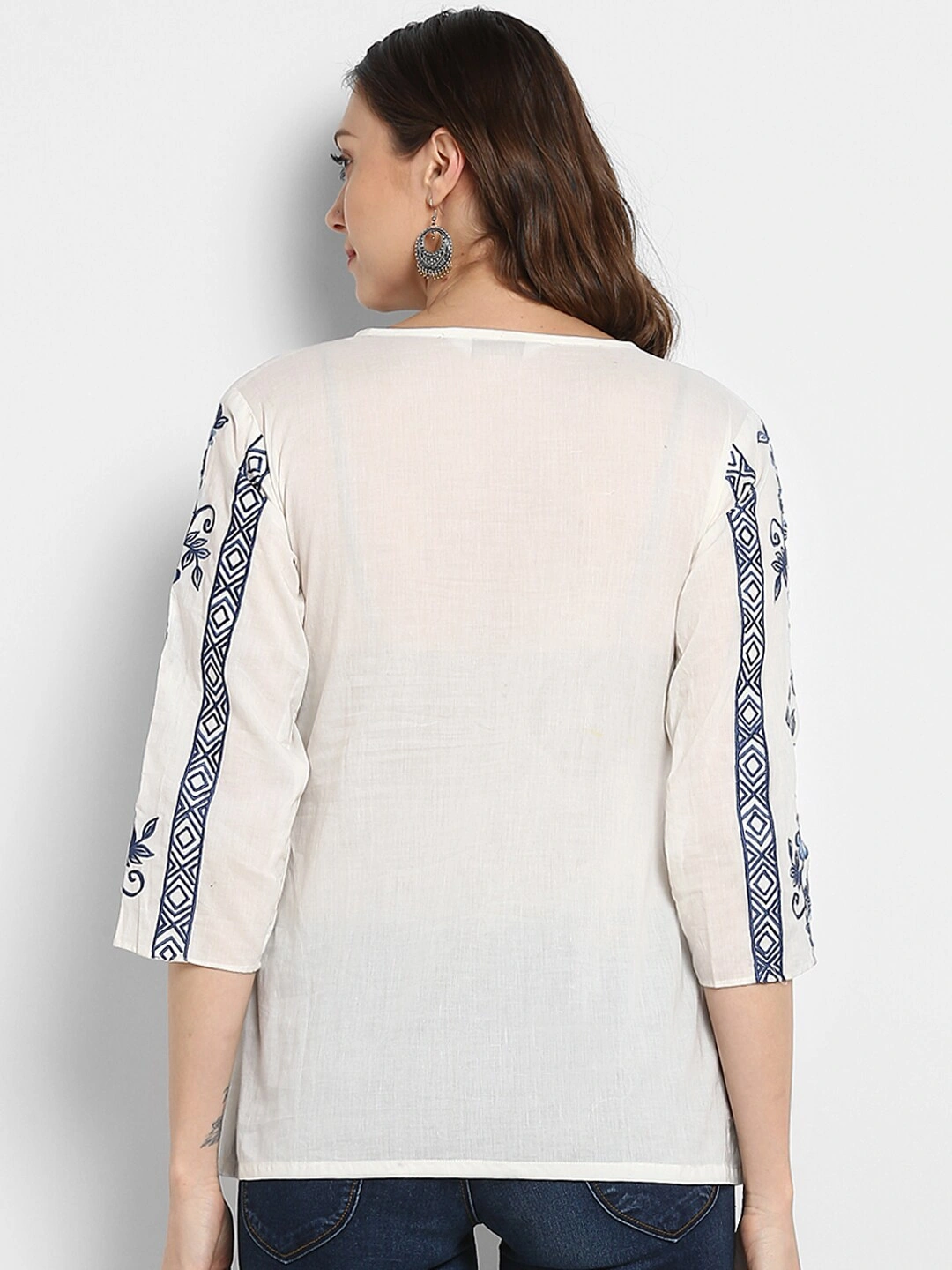 Bhama Couture Women White Embellished A-Line Top-XL-2