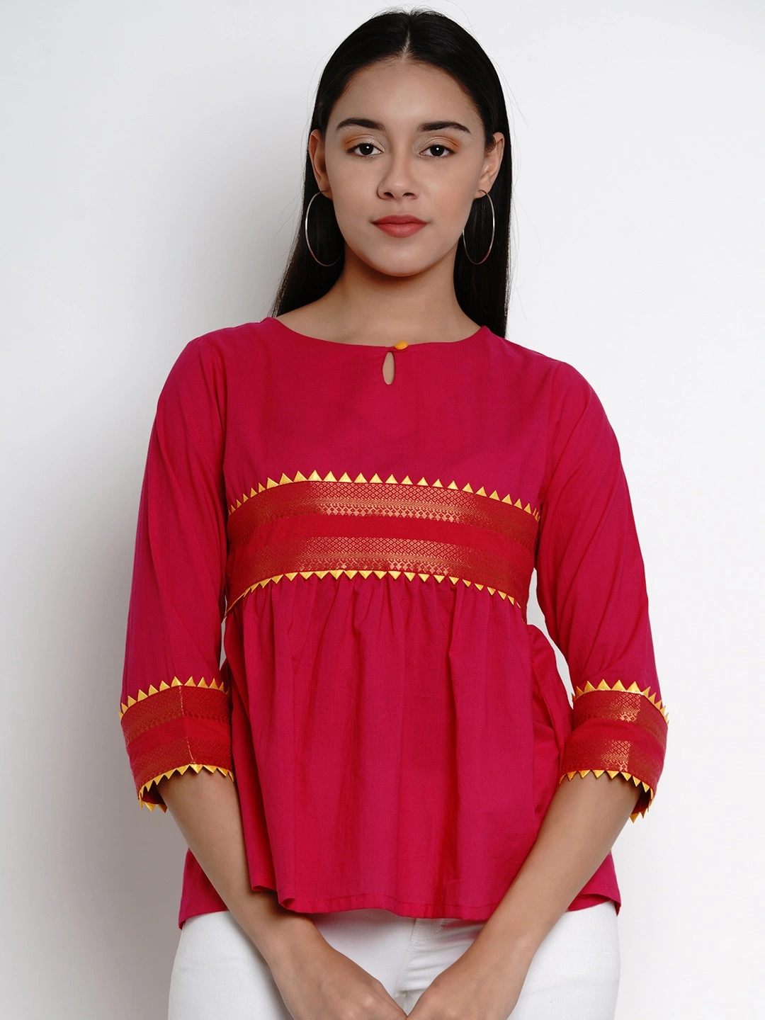 Bhama Couture Women Pink Solid Top-TOP151_L