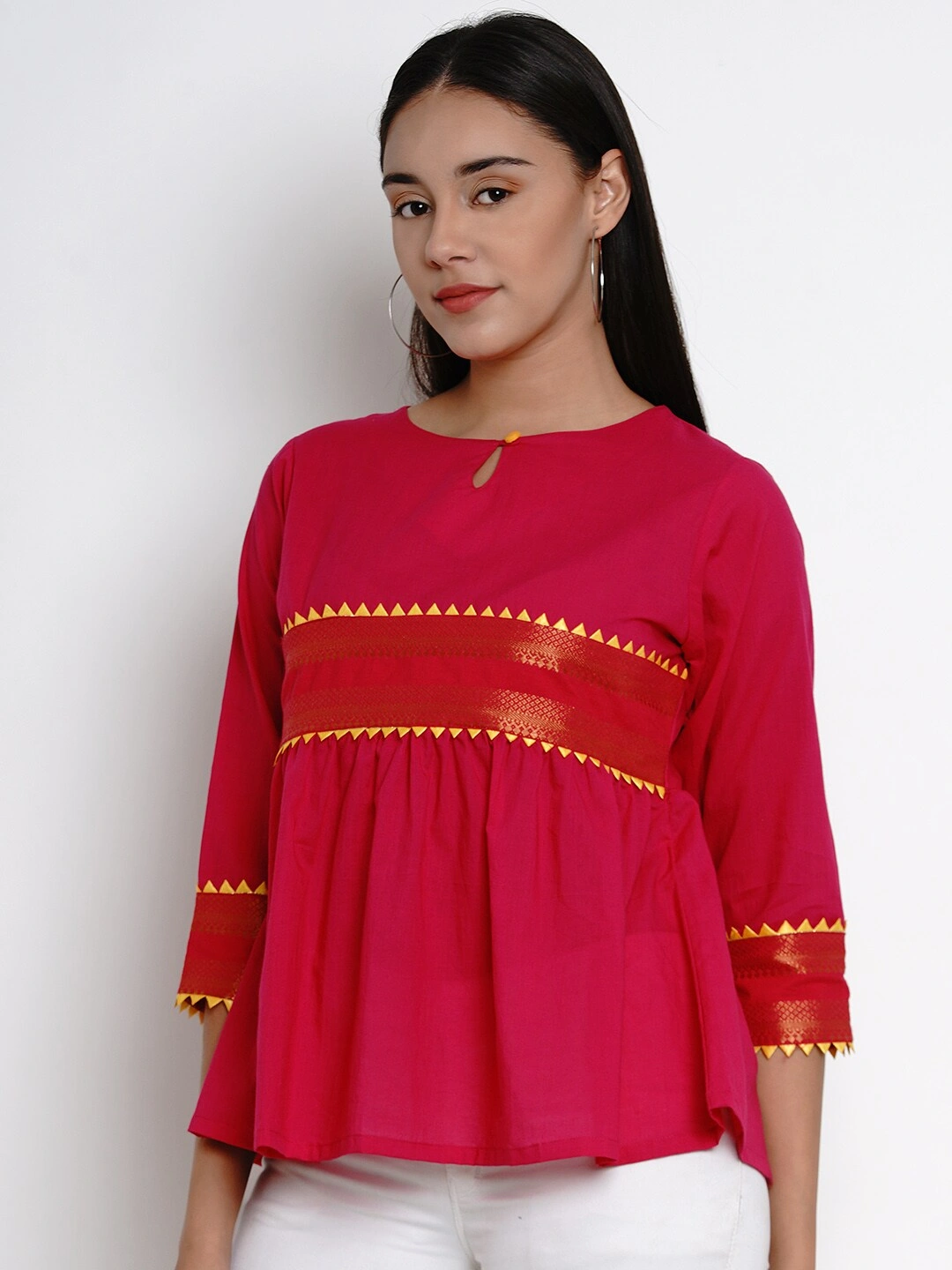 Bhama Couture Women Pink Solid Top-L-1