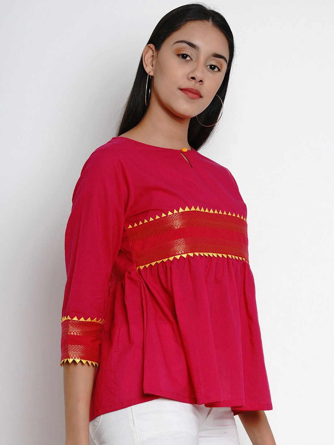 Bhama Couture Women Pink Solid Top-M-2