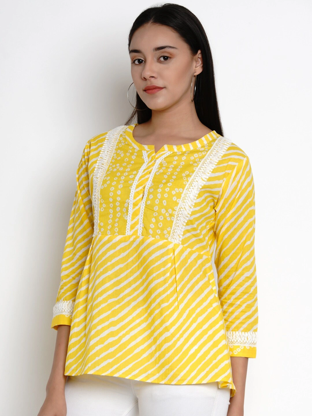 Bhama Couture Women Yellow Printed Top-L-1