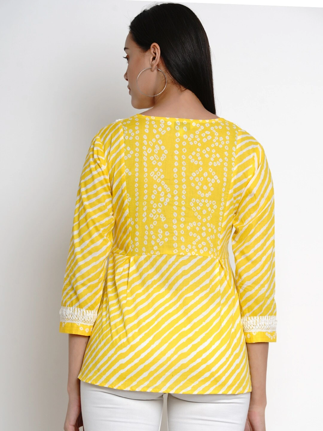 Bhama Couture Women Yellow Printed Top-L-3