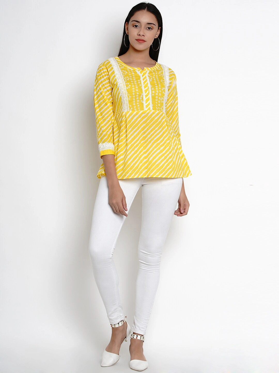 Bhama Couture Women Yellow Printed Top-M-5