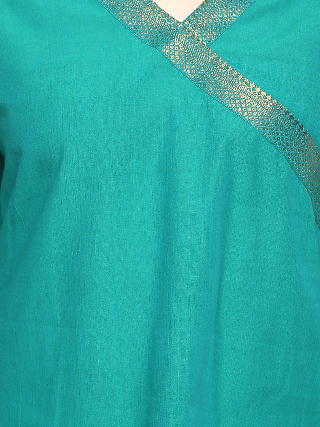 Bhama Couture Sea Green Handloom Mangalgiri Solid  Tunic-M-3