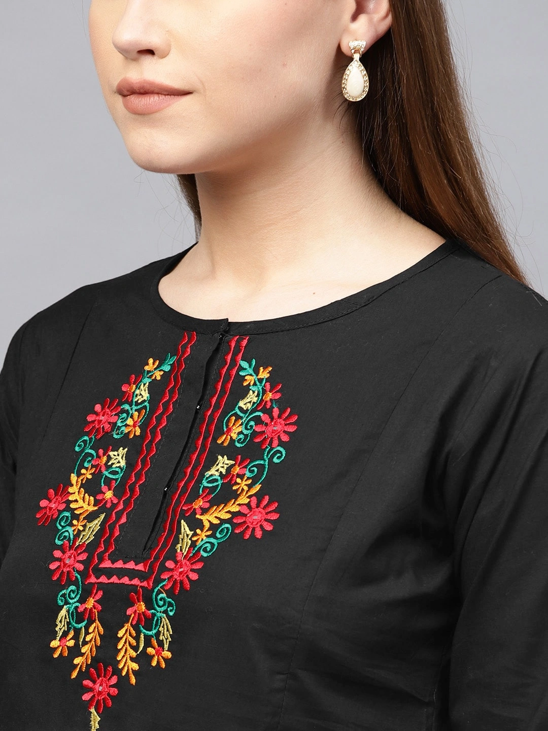 Bhama Couture Black Tunic with Embroidered Detail-L-3