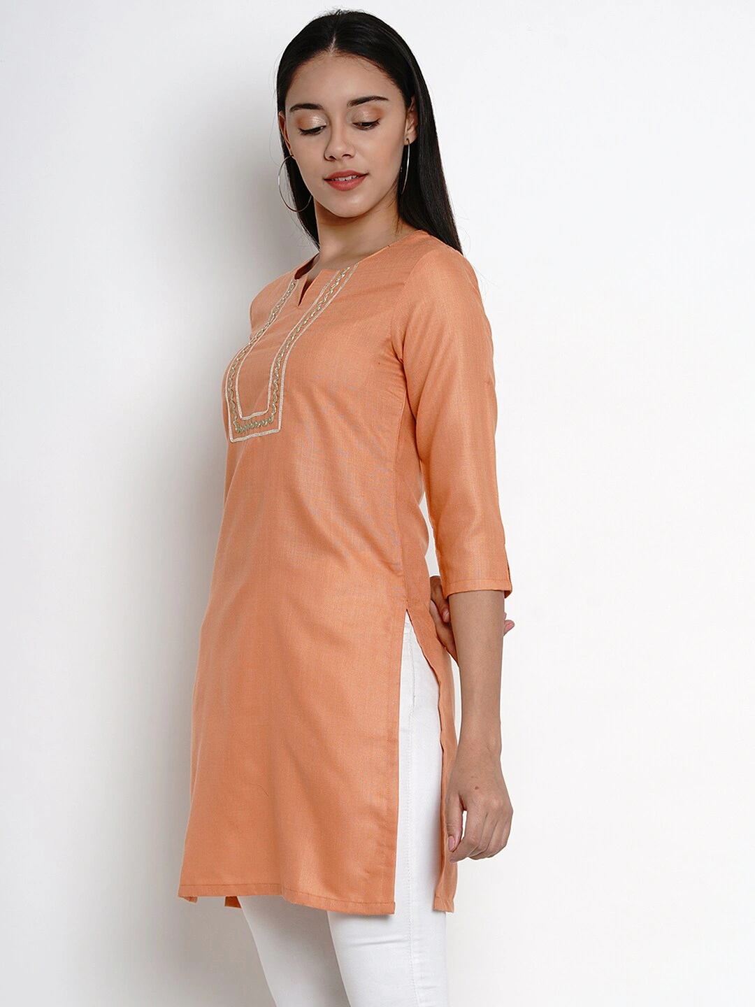 Bhama Couture Orange Tunic With Gota Detailing-M-1