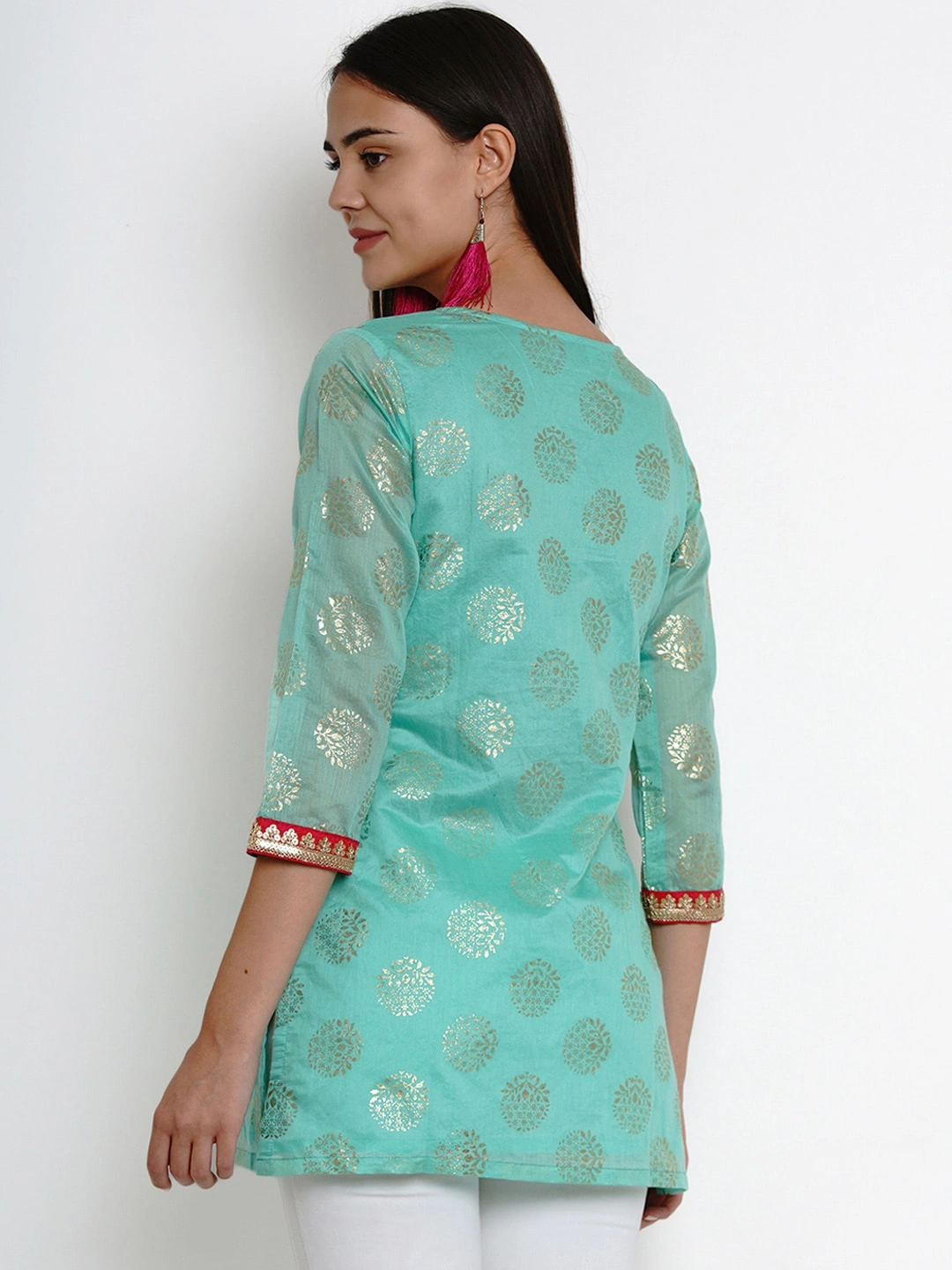 Bhama Couture Sea Green Woven Design Tunic-L-3