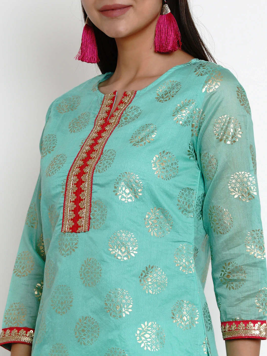 Bhama Couture Sea Green Woven Design Tunic-L-4