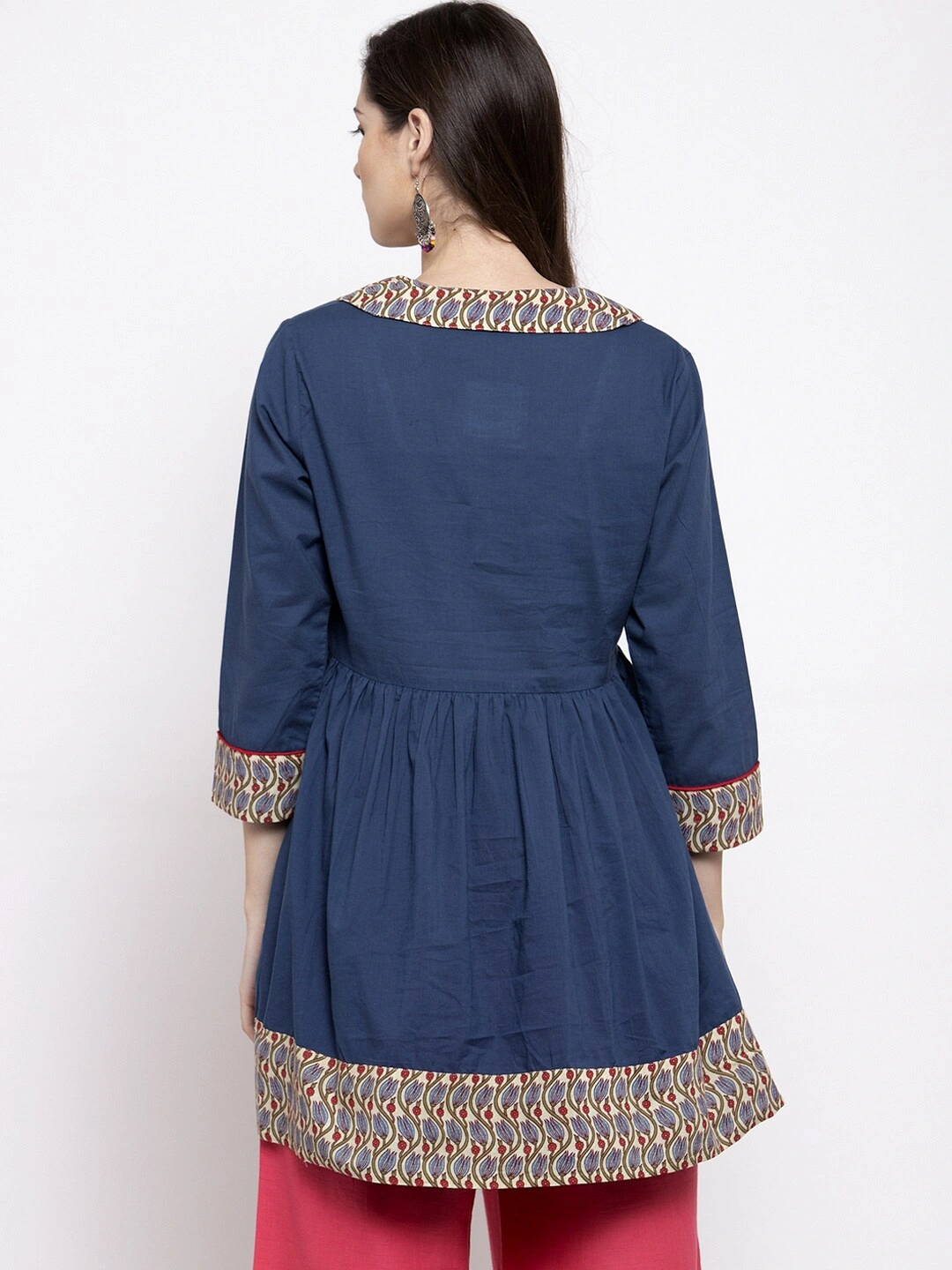 Bhama Couture Women Navy Blue Solid Flared Tunic-M-2