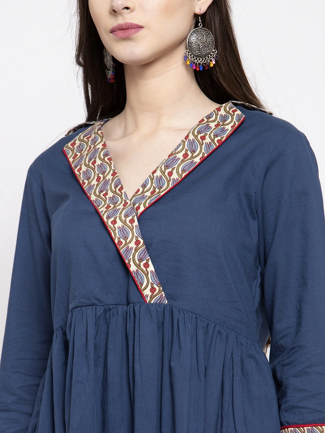 Bhama Couture Women Navy Blue Solid Flared Tunic-M-3