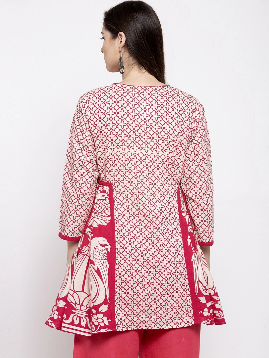 Bhama Couture Women's Off-White &amp; Pink Printed Tunic-L-2