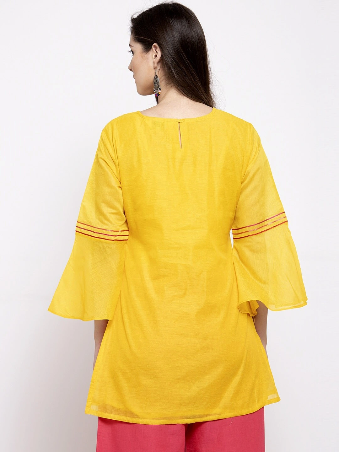 Bhama Couture Women Yellow Embroidered Detail Tunic-L-2