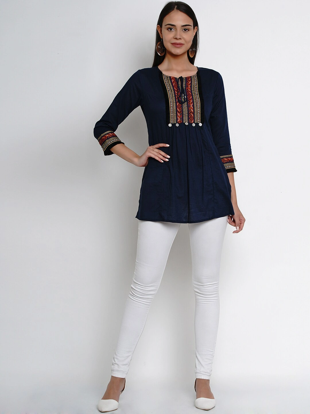 Bhama Couture Women Navy Blue Solid Tunic-L-4